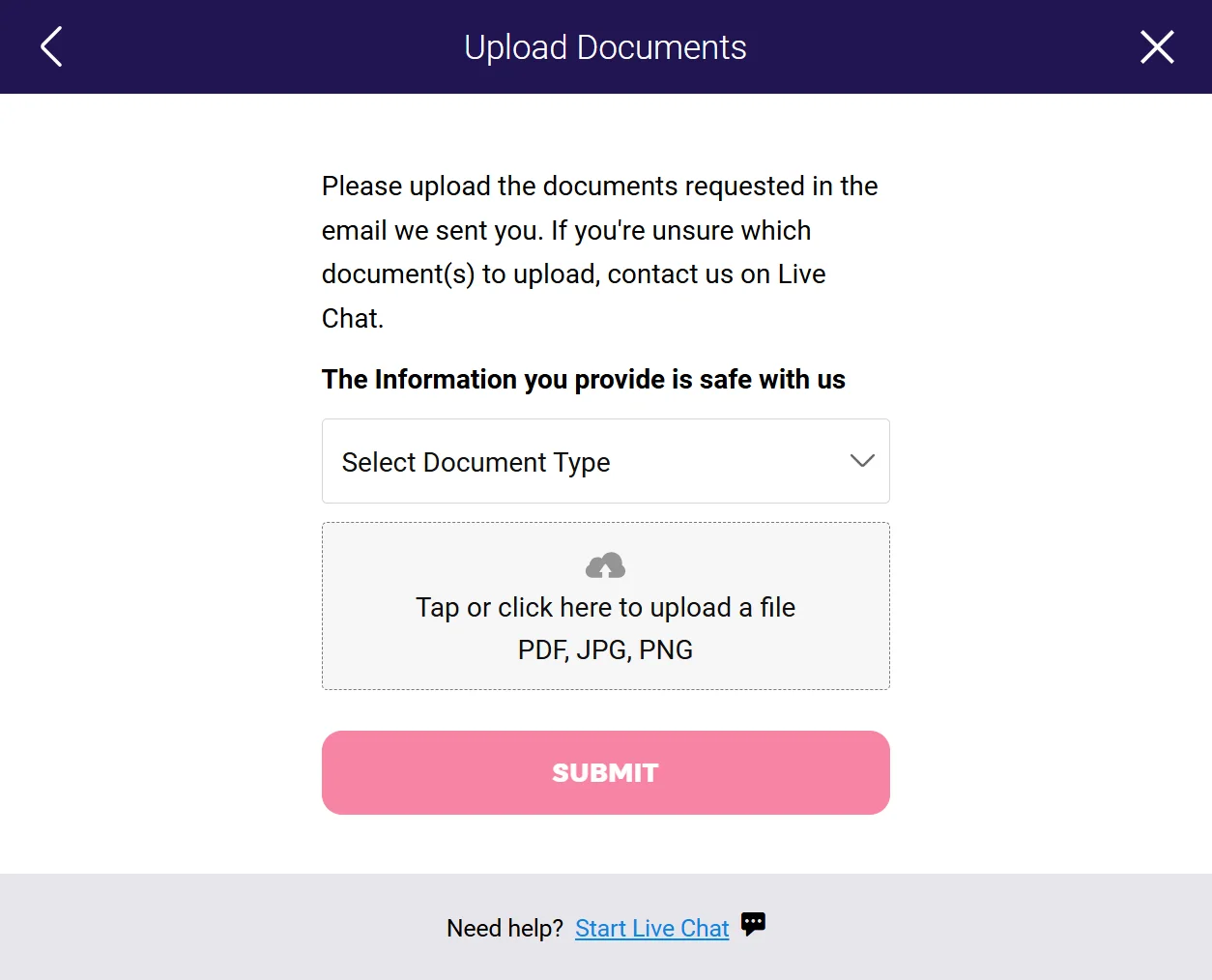 Party Casino KYC identity verification